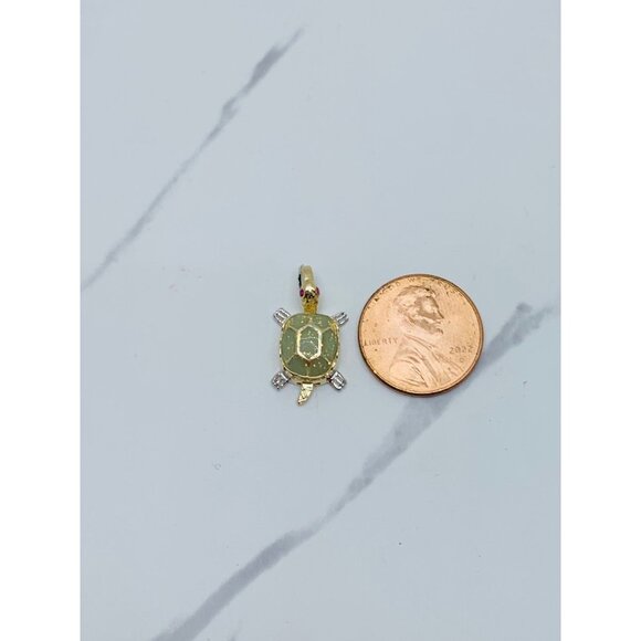 10k solid gold pendant turtle ❤️ Green - Picture 5 of 5